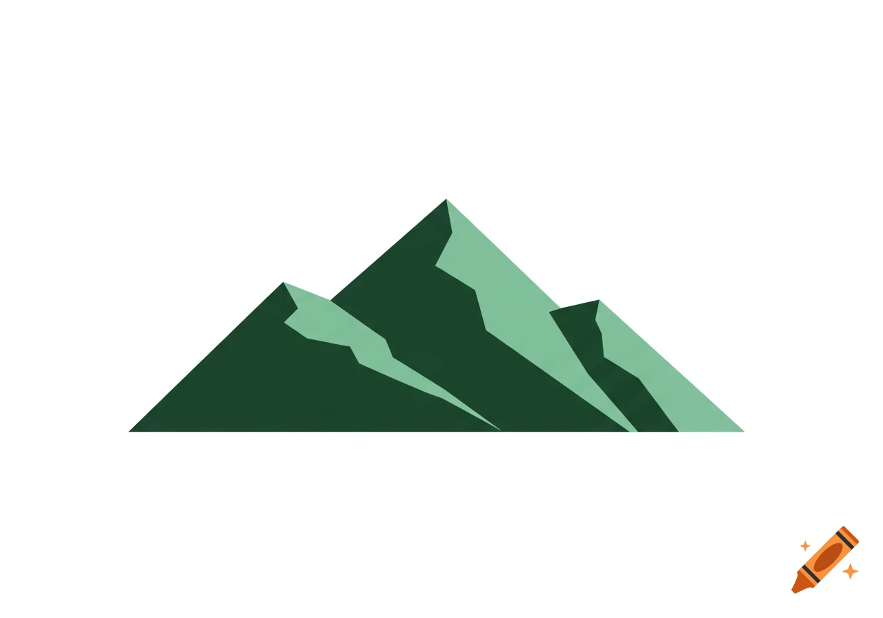 Simple green mountain vector illustration on white background