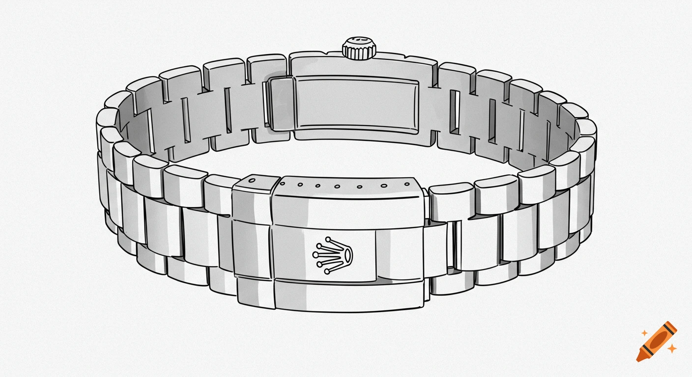 One-color line drawing of a watch bracelet
