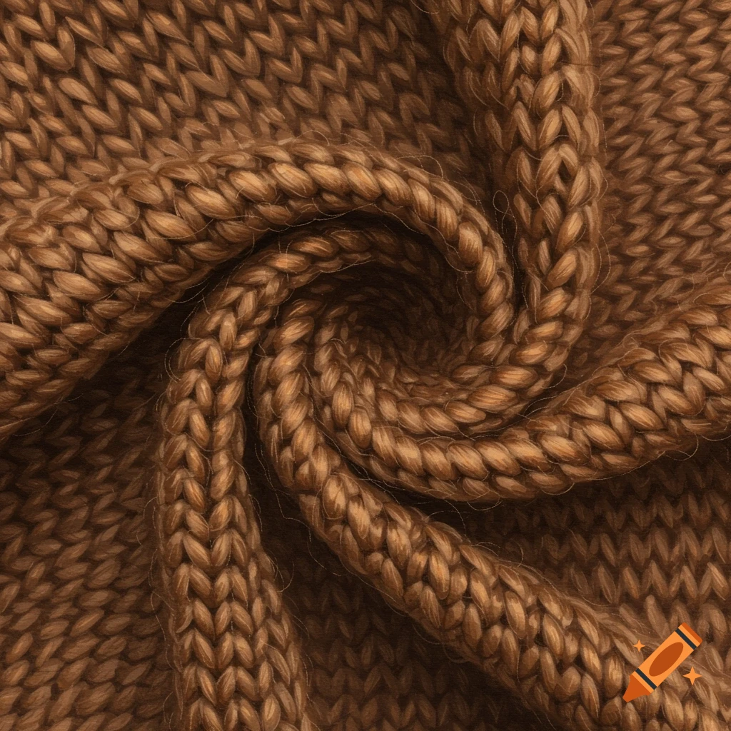 Close-up of brown knitted fabric with folds