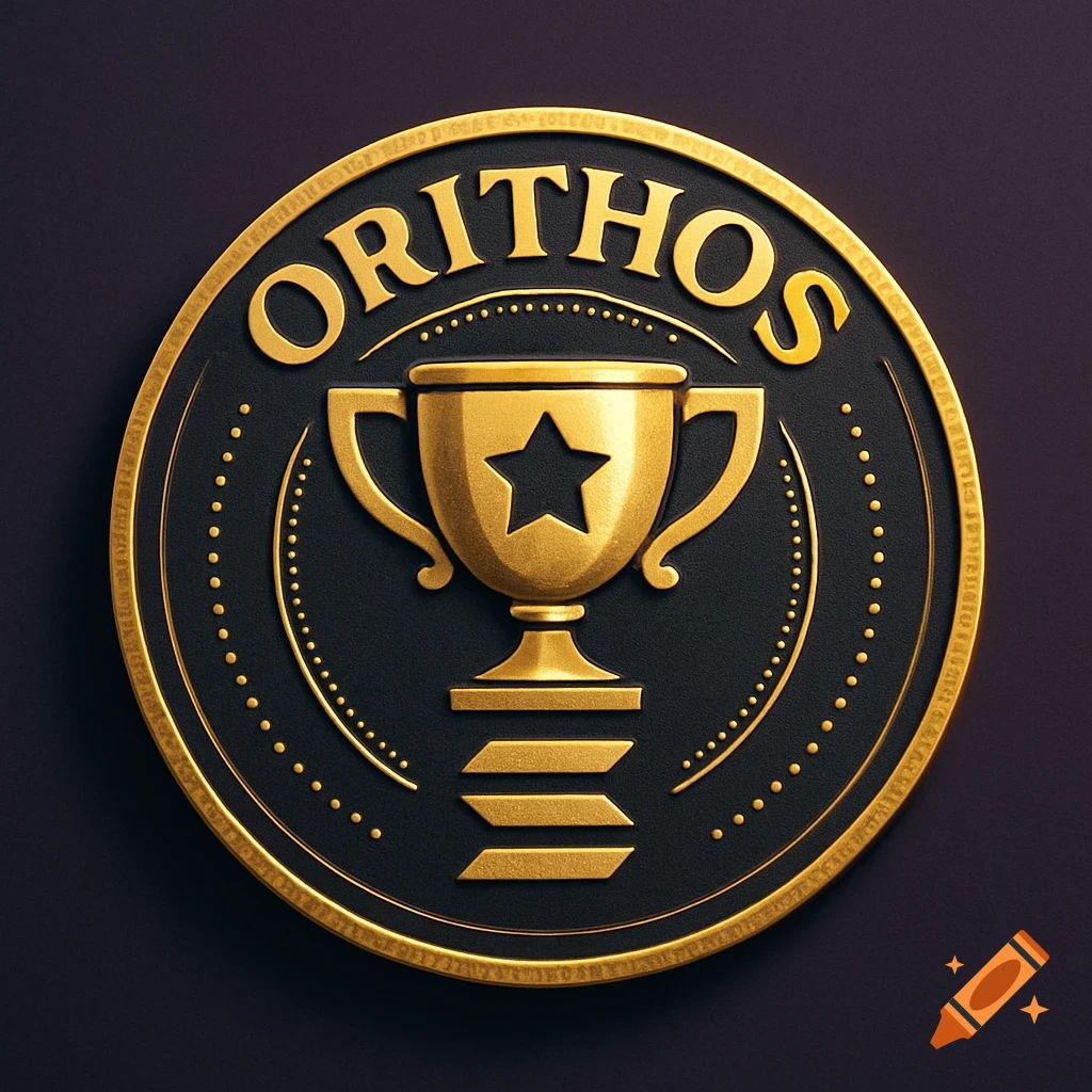 A gold and black medal icon with a trophy and the text ORITHOS