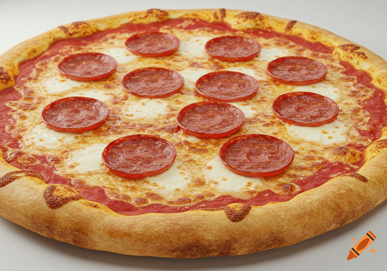 Close-up of a pepperoni pizza