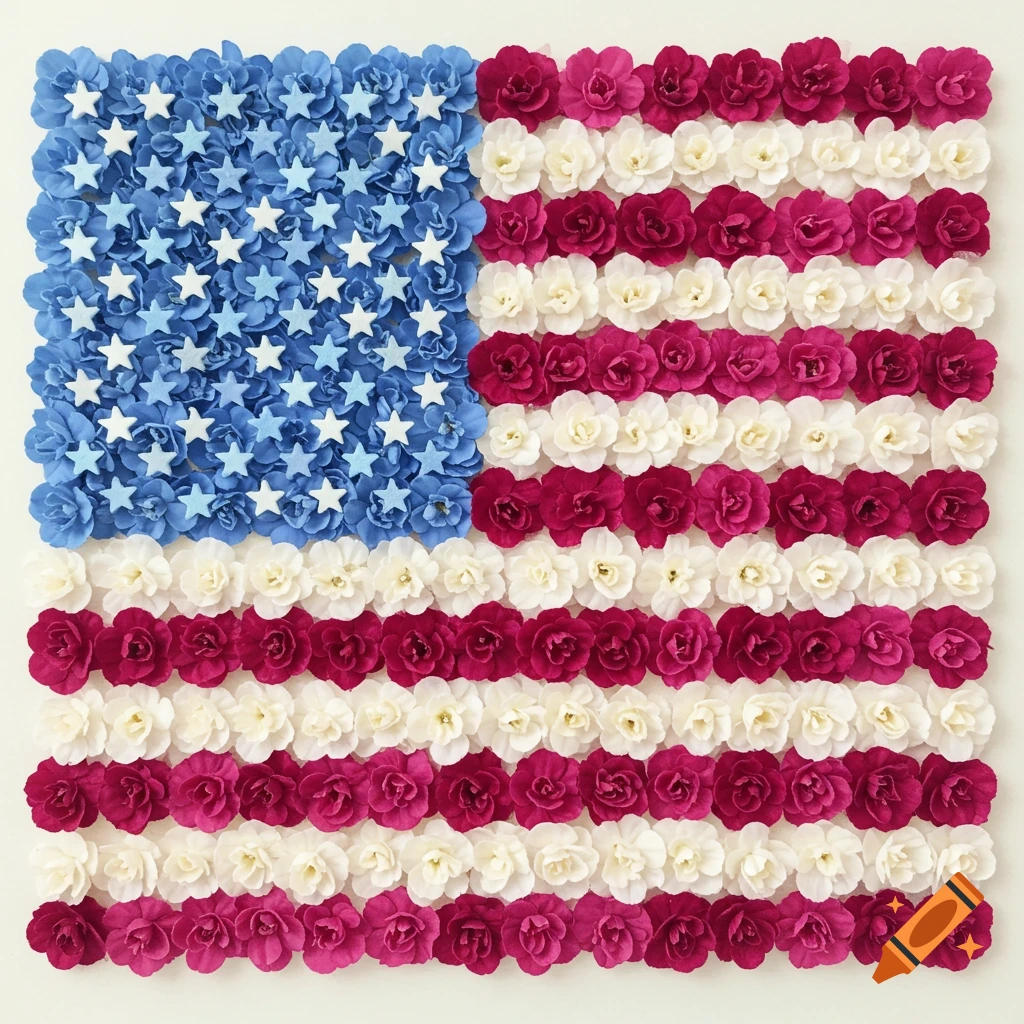 American flag made of flowers