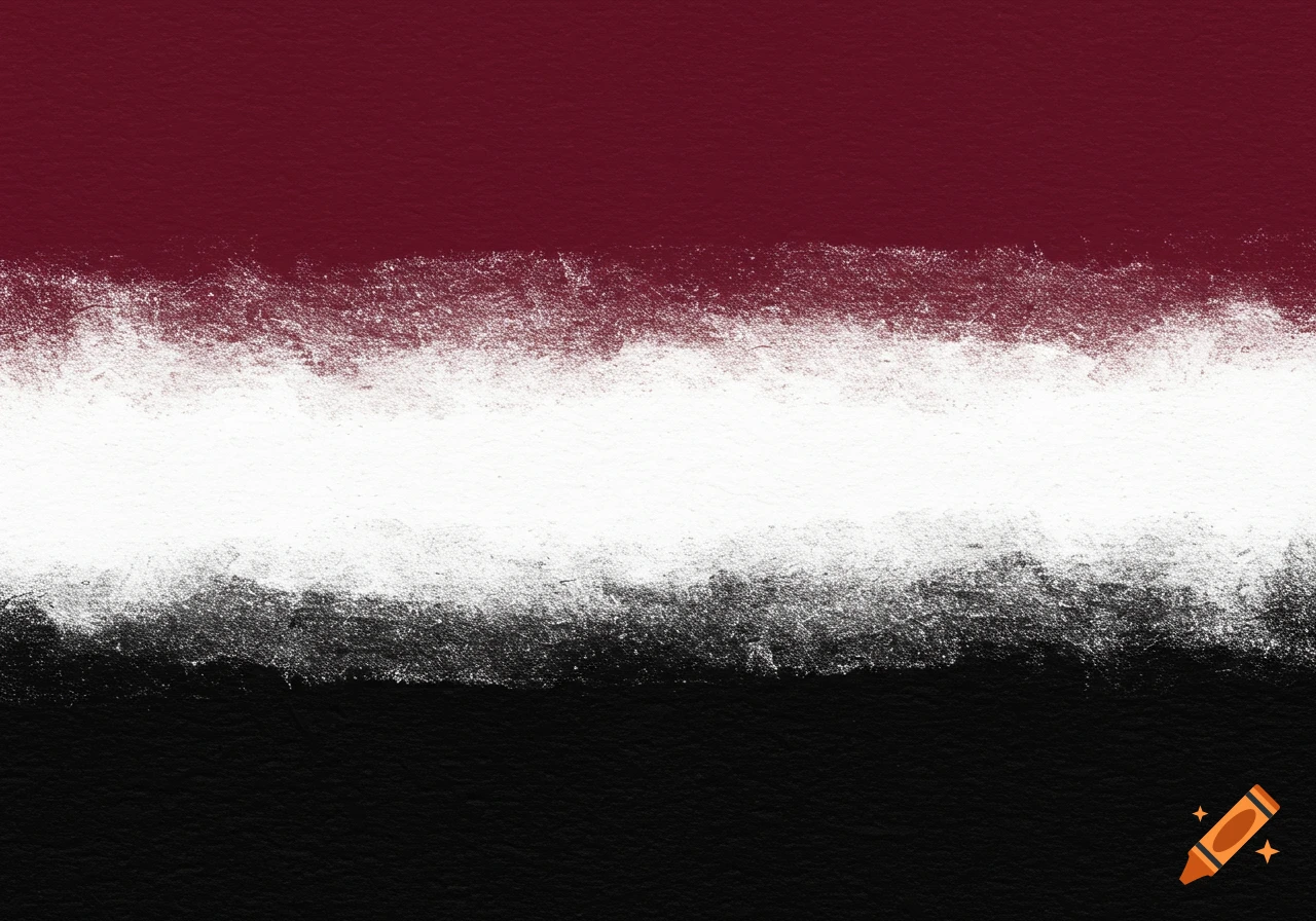 Abstract horizontal bands of color: deep maroon at top, white in middle, black at bottom, with textured, fuzzy edges.