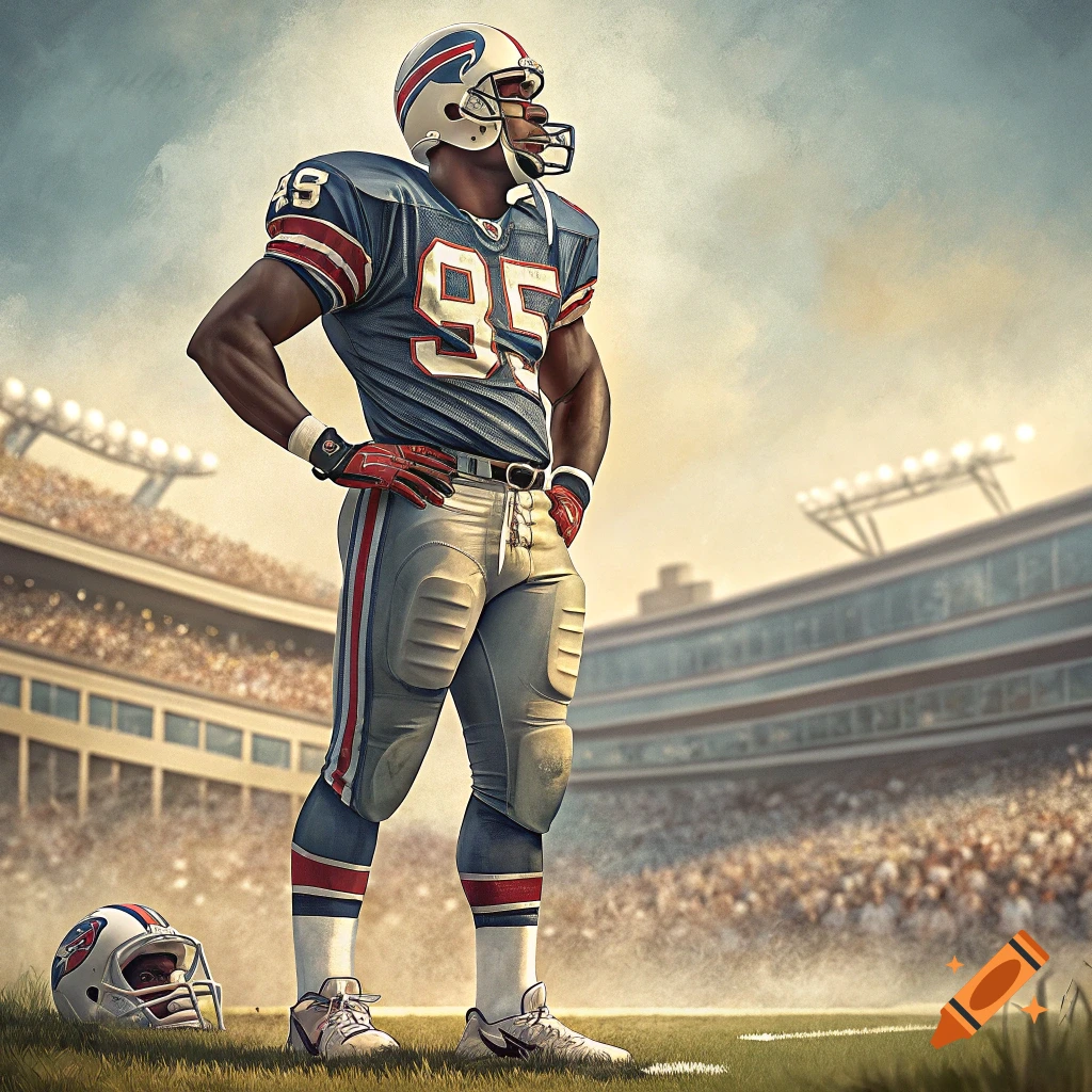 American football player in uniform on a stadium field