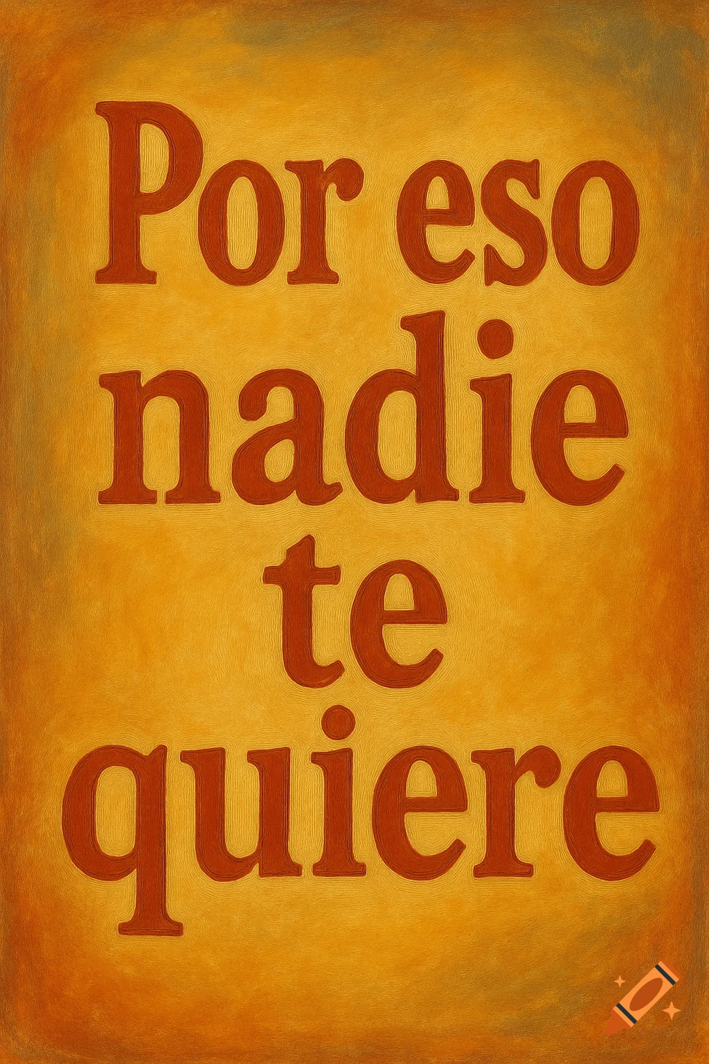 Spanish text "Por eso nadie te quiere" on an orange textured background.