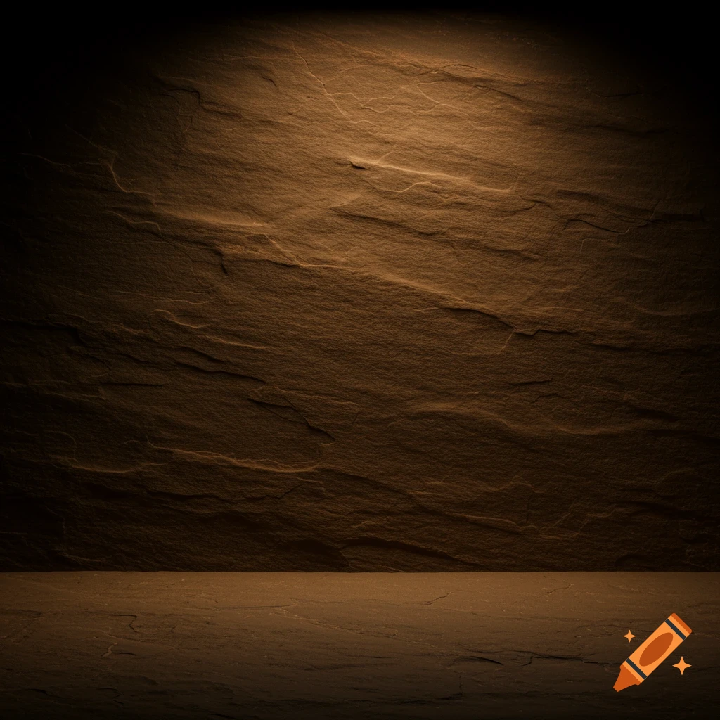 Close-up texture of a rough stone wall and floor lit from above