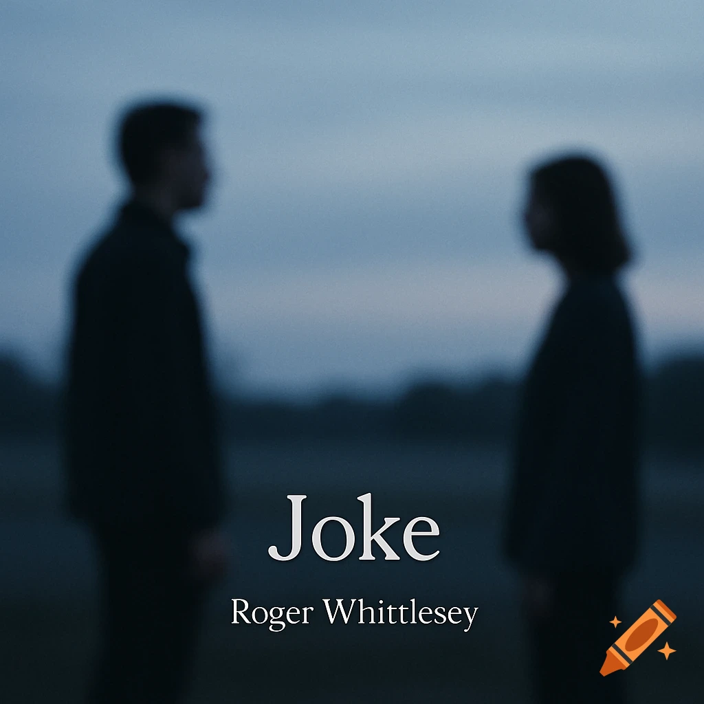 Blurred silhouettes of two people standing apart against a muted sky. Text 'Joke' and 'Roger Whittlesey'.