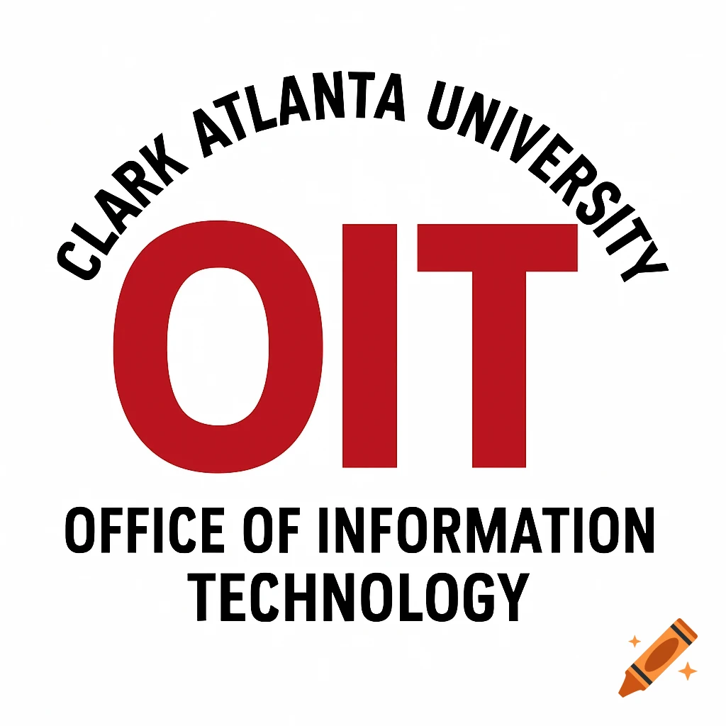 Logo for Clark Atlanta University OIT with text in red and black on white background.