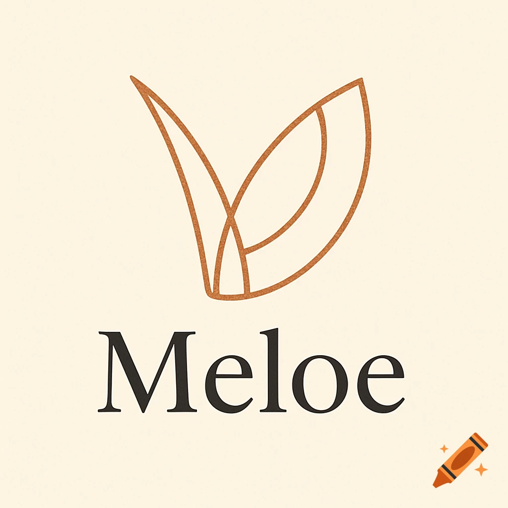 Minimalist logo with abstract shapes and the name Meloe