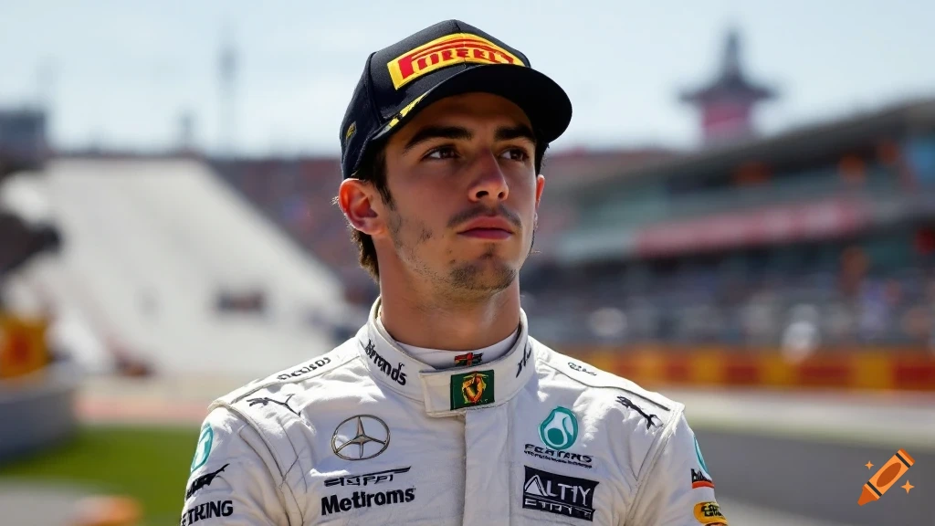 Man in racing suit and cap at a race track