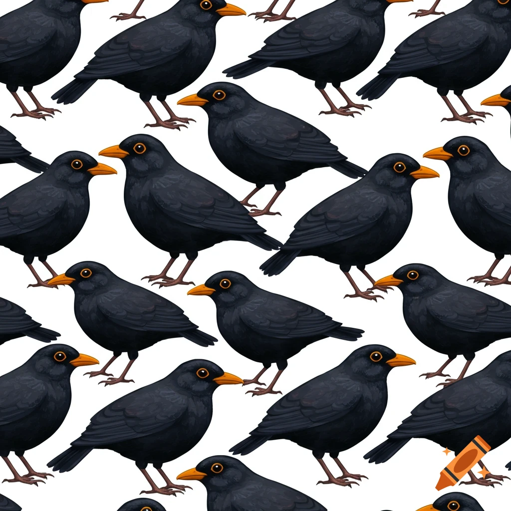 Seamless pattern of blackbirds
