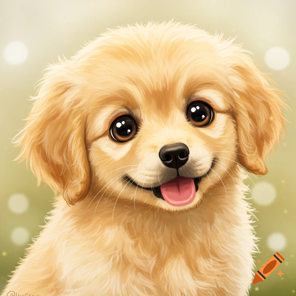 Illustration of a cute golden puppy smiling