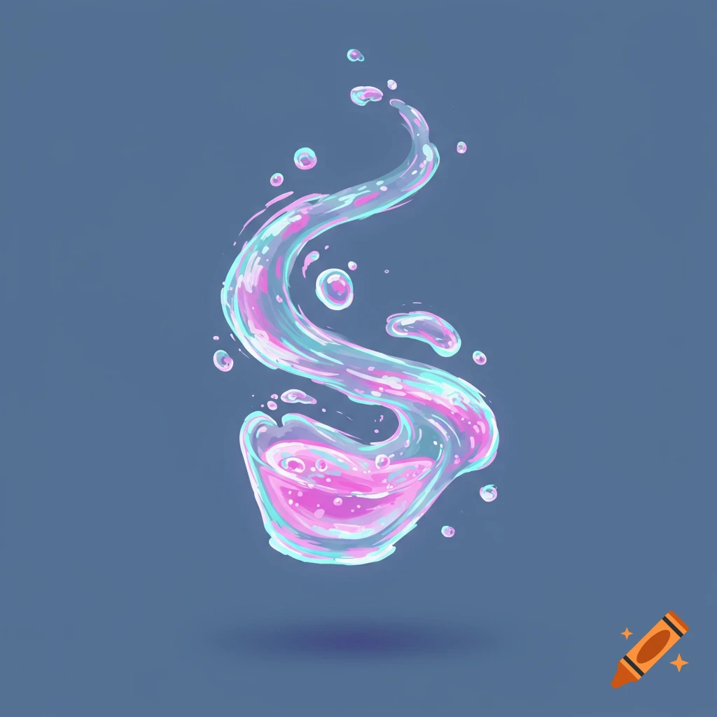 Stylized pink and blue liquid splash in midair