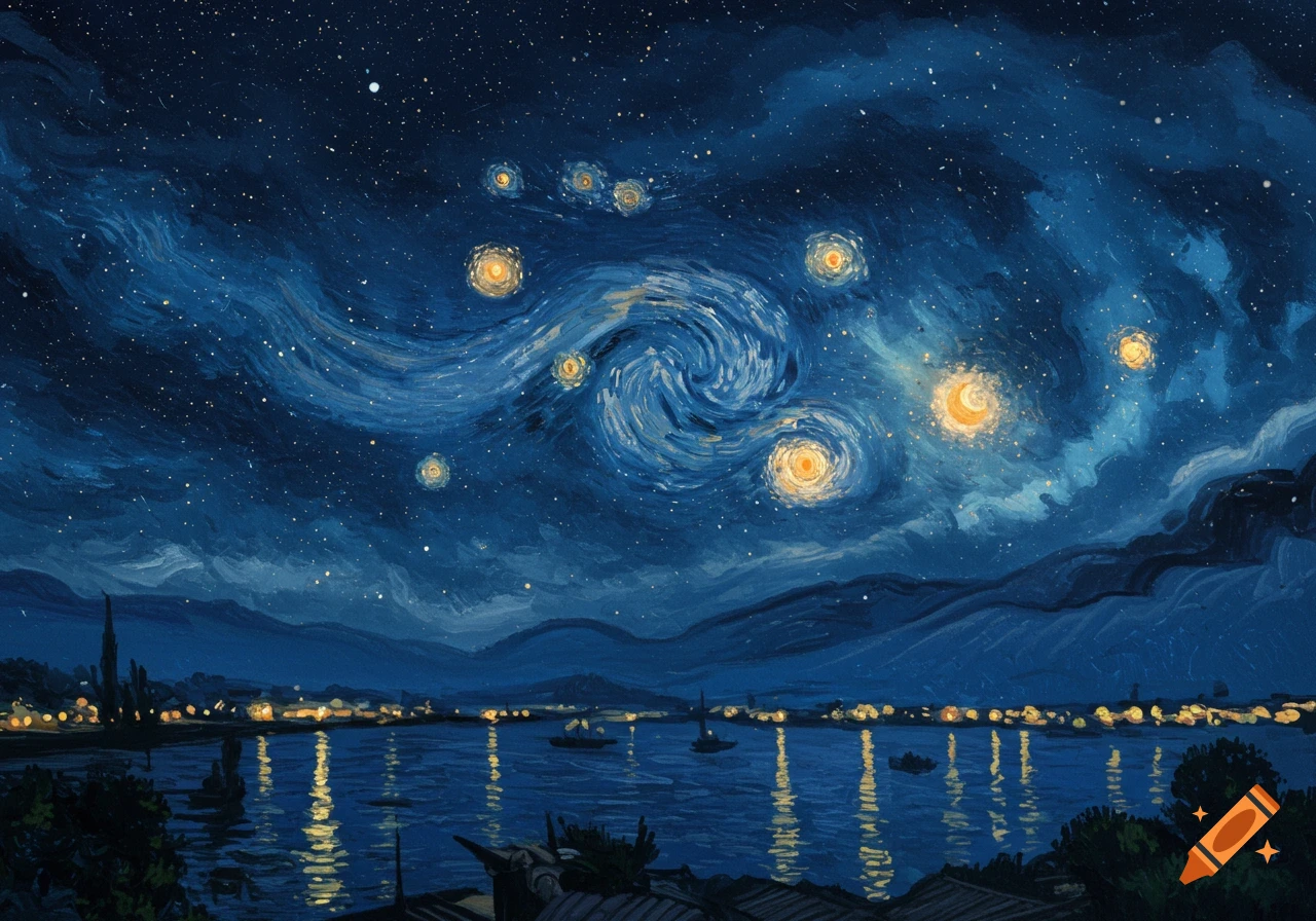 New York City as Van Gogh Starry Night Canvas Wall Art