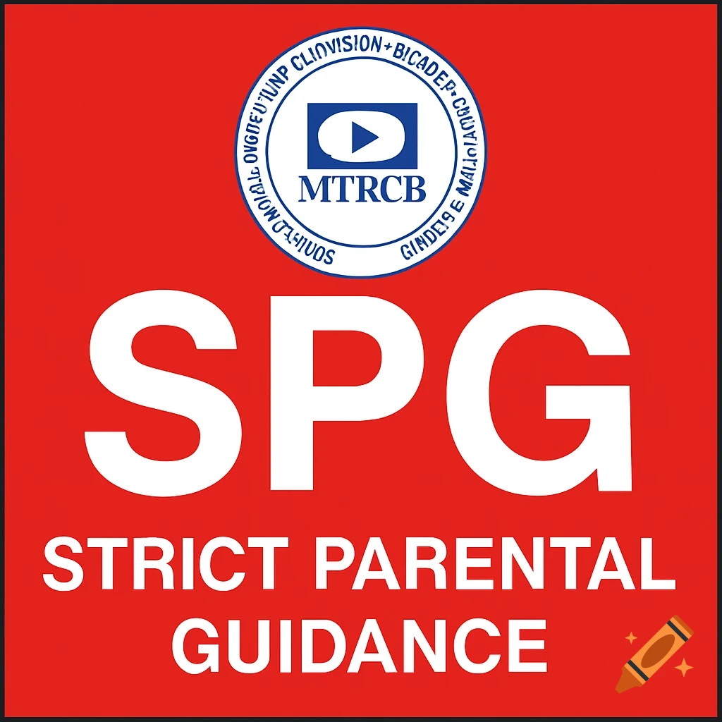A red square logo with white text 'SPG' and 'Strict Parental Guidance', topped by a circular blue and white MTRCB logo.