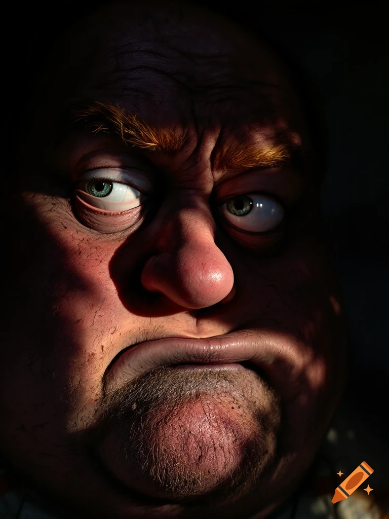 Close-up realistic portrait of a man's face with dramatic shadow