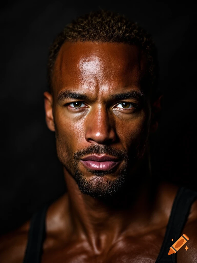 Dramatic close-up portrait of a man.