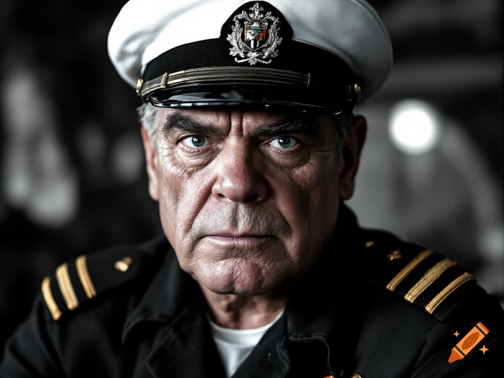 A portrait of an older man in a naval captain's uniform.