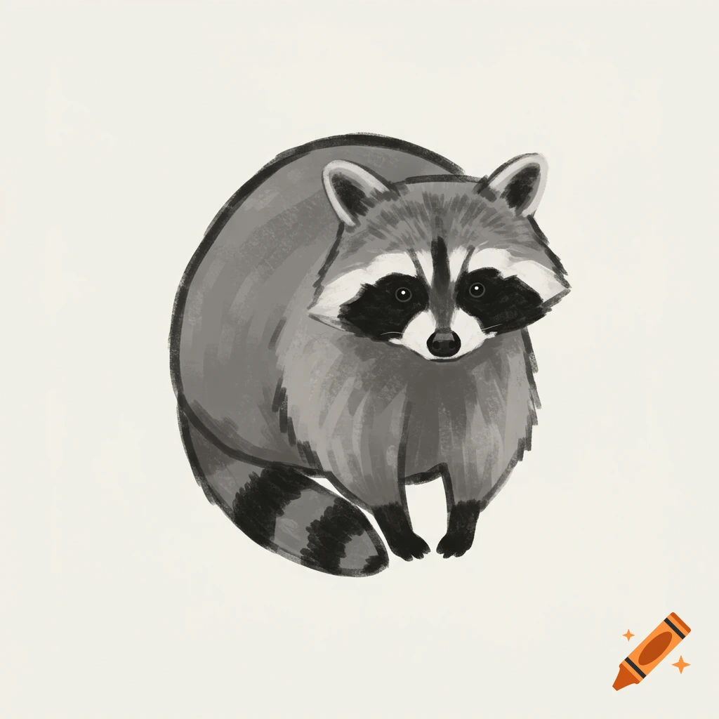 Simple drawing of a raccoon
