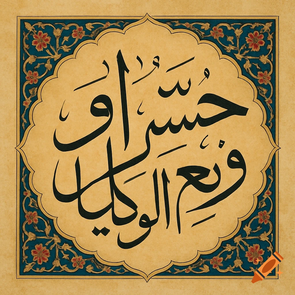 Islamic calligraphy with floral border.