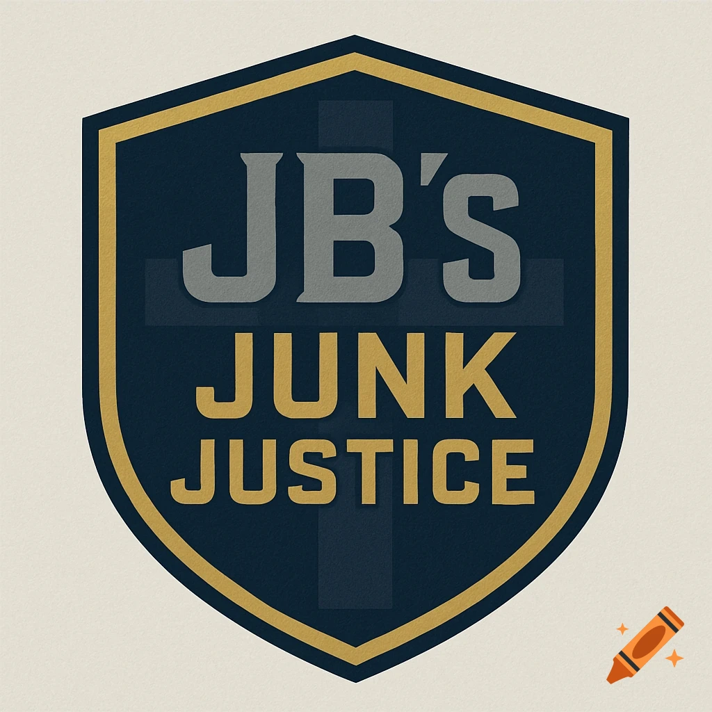 Shield logo with text JB's Junk Justice