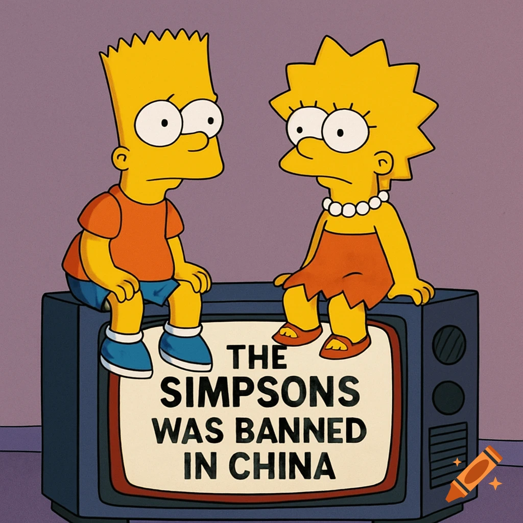Cartoon of Bart and Lisa Simpson sitting on a television screen displaying text.