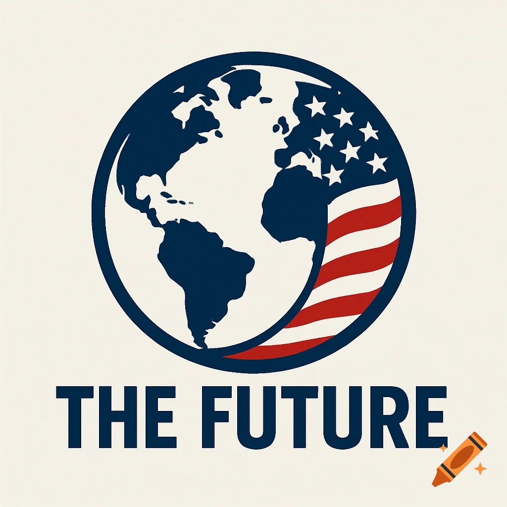 Logo with Earth globe, American flag design, and the text 'THE FUTURE' below.