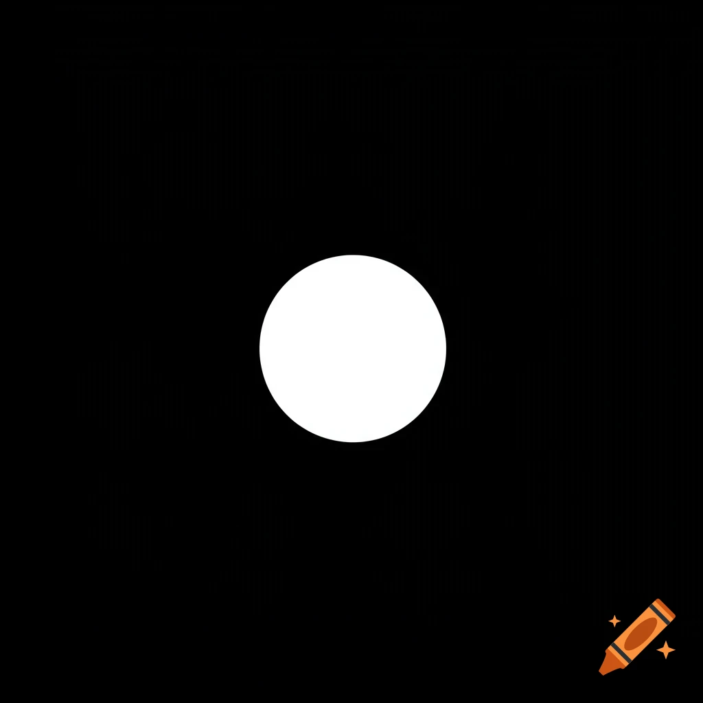 A white circle on a black background.