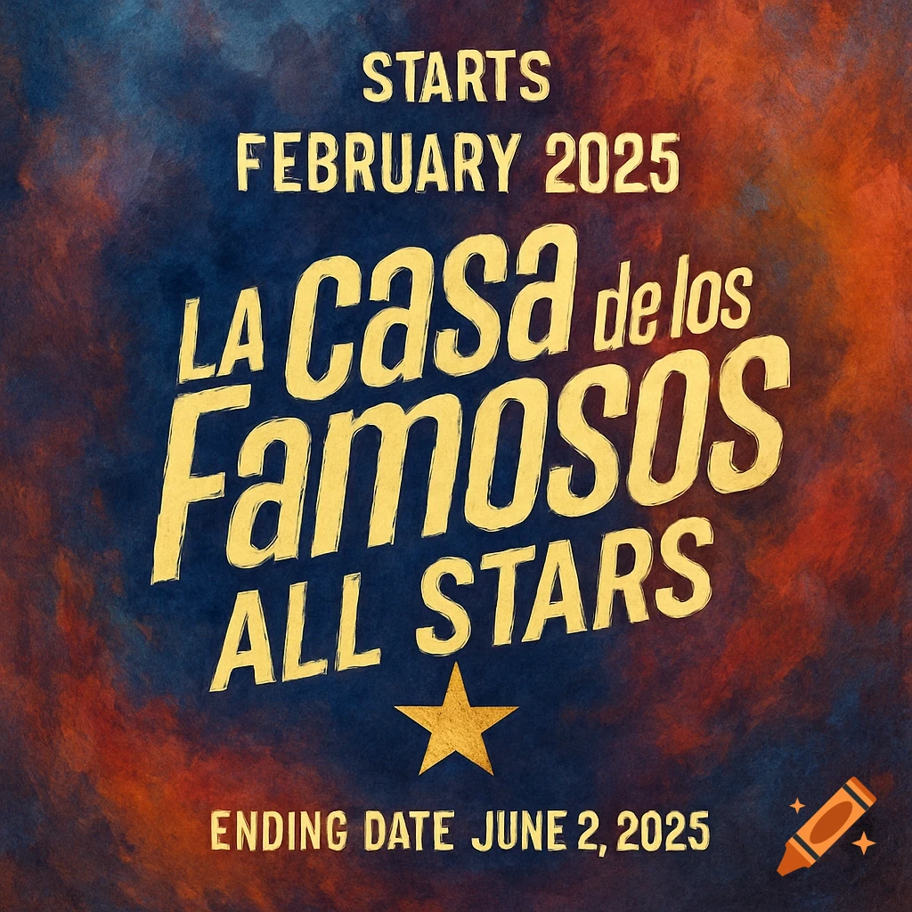 A poster advertising La Casa de los Famosos All Stars with start and end dates.