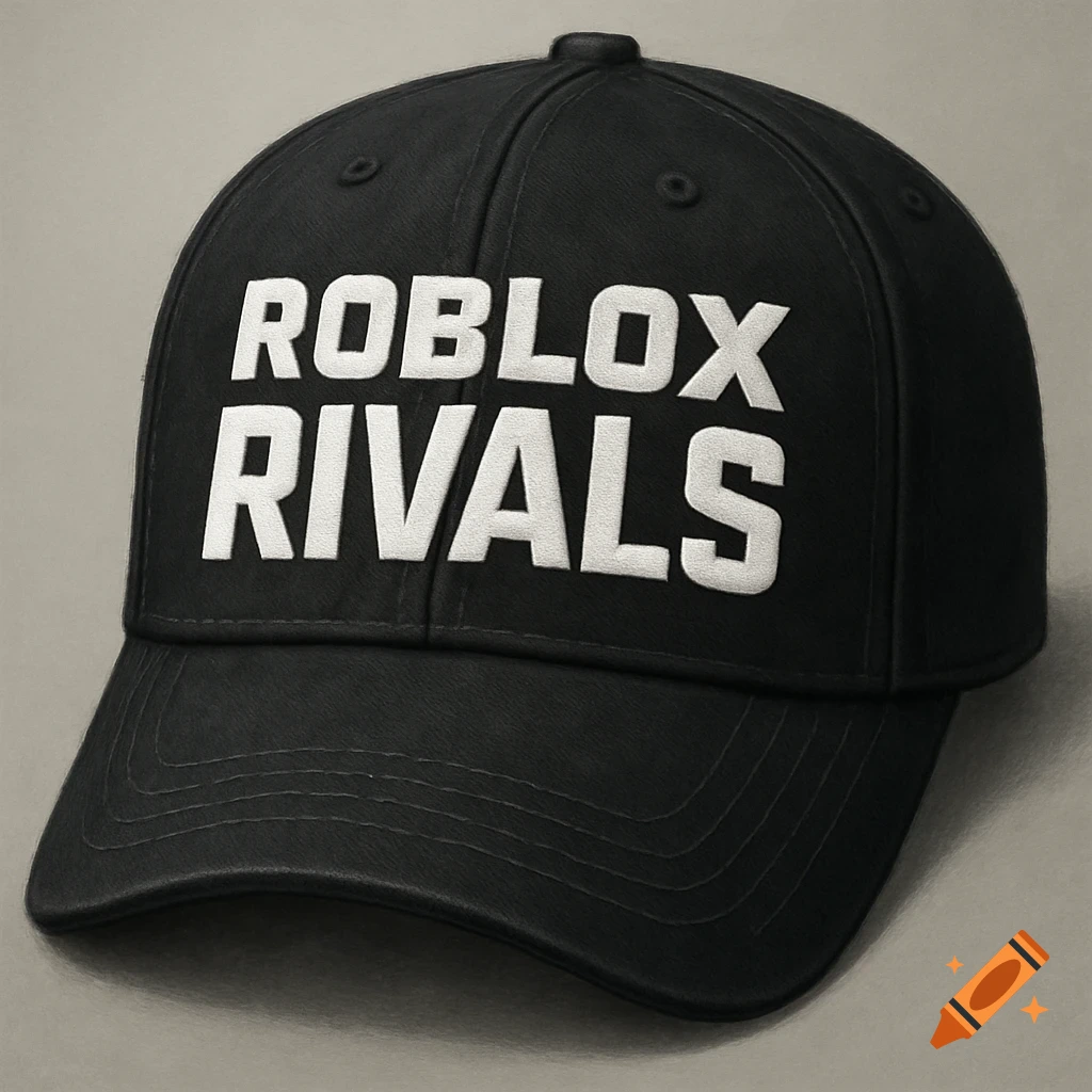 Rendered black baseball cap with white 'ROBLOX RIVALS' text