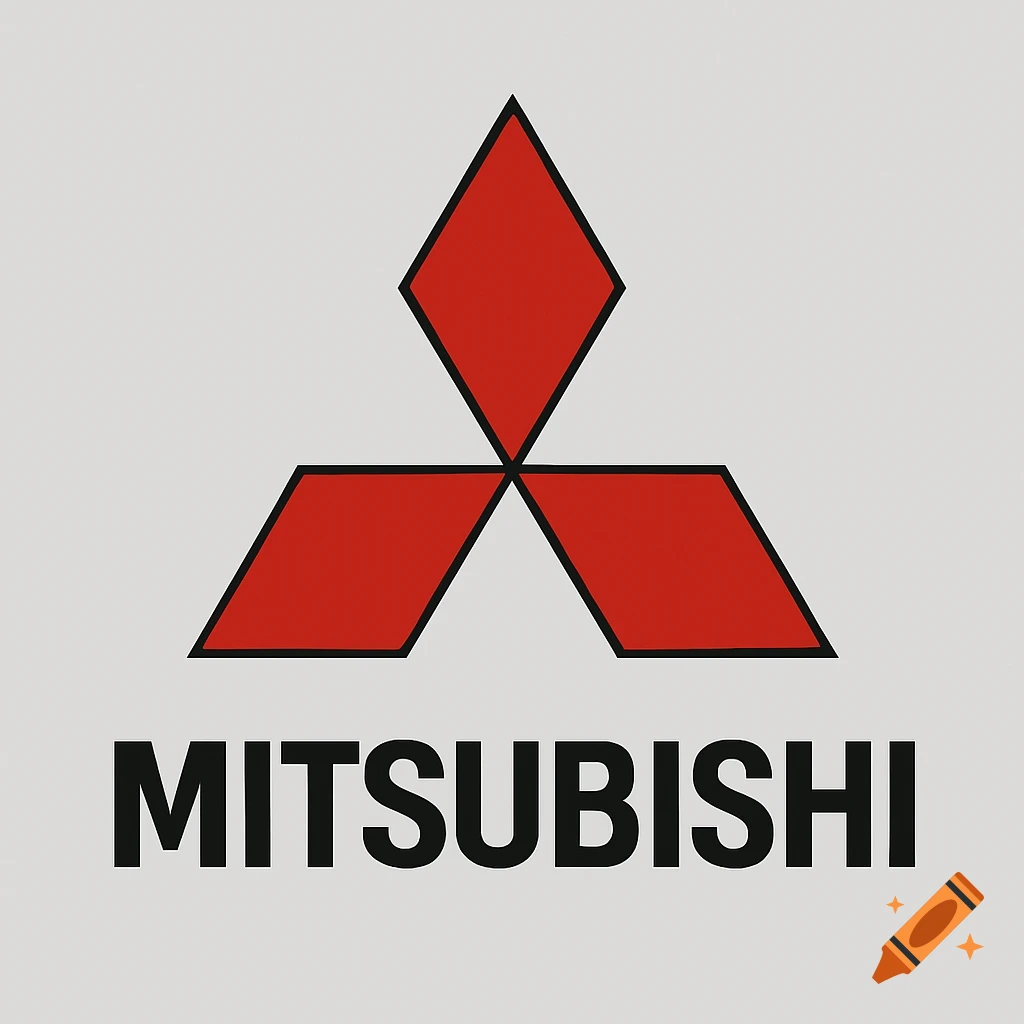 The red three-diamond Mitsubishi logo above the text "MITSUBISHI".