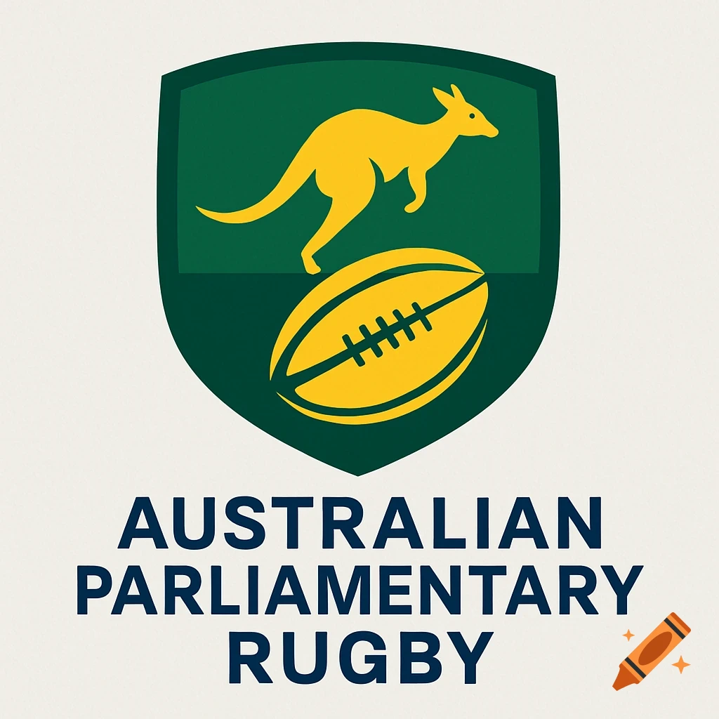 Logo shield with kangaroo, rugby ball, and text 'AUSTRALIAN PARLIAMENTARY RUGBY'