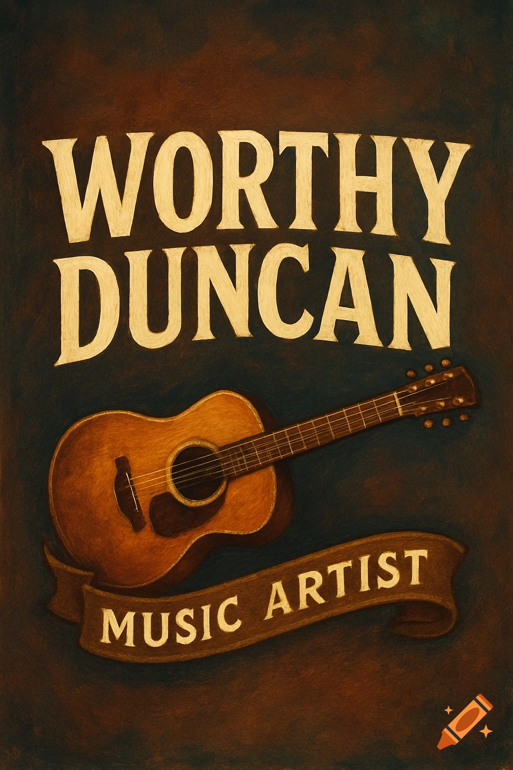 Logo for Worthy Duncan featuring an acoustic guitar and the text 'Music Artist'.