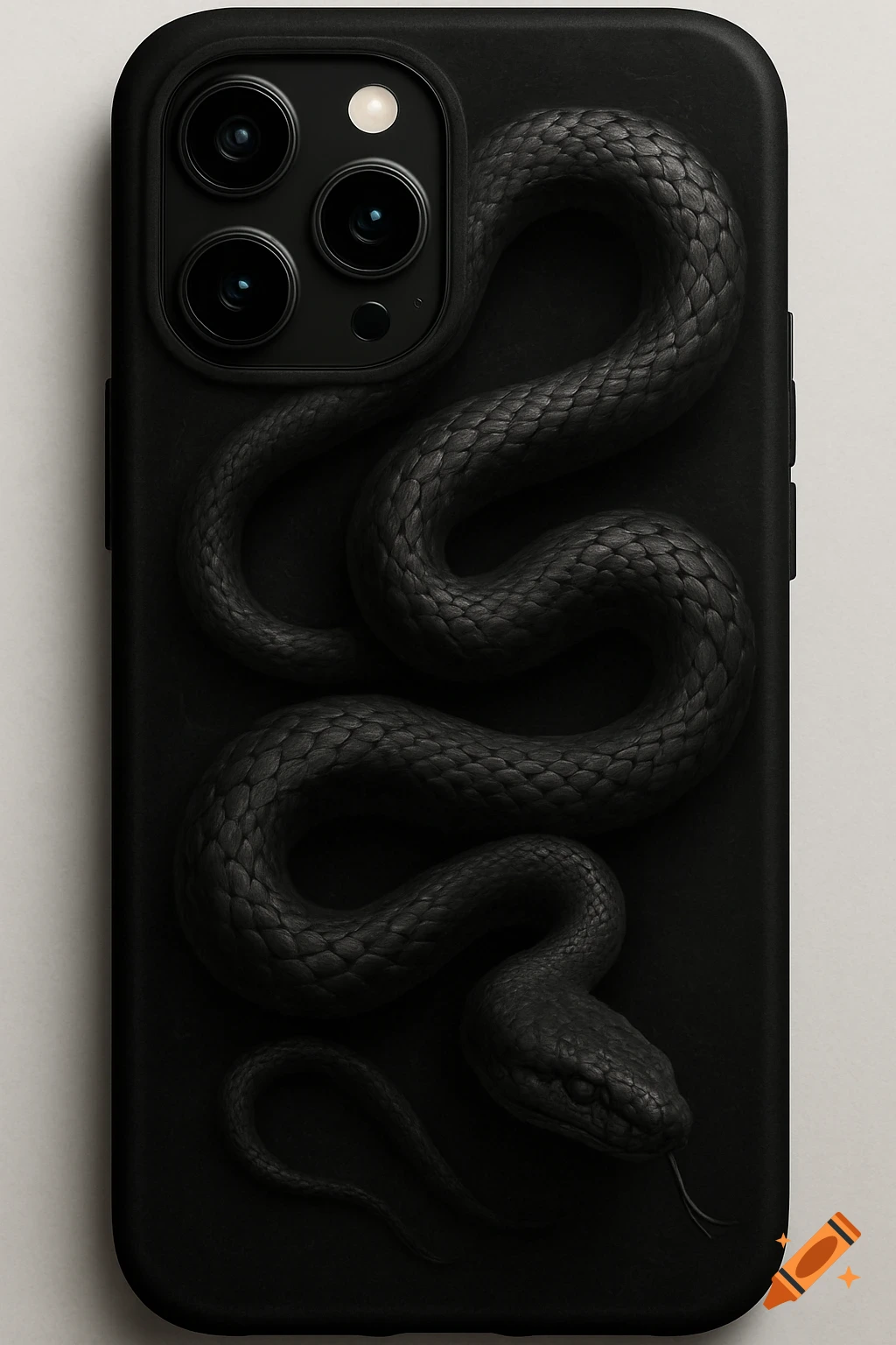 Black iPhone case with raised black snake design
