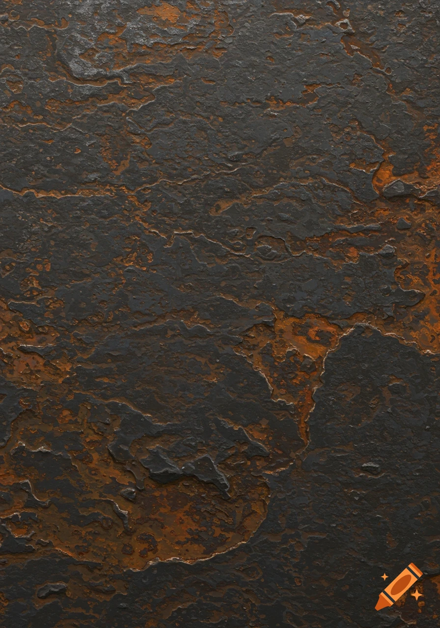 Dark textured surface with rust patches.