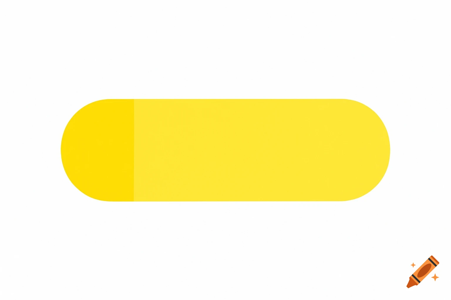 Yellow capsule shape with darker left end on white background