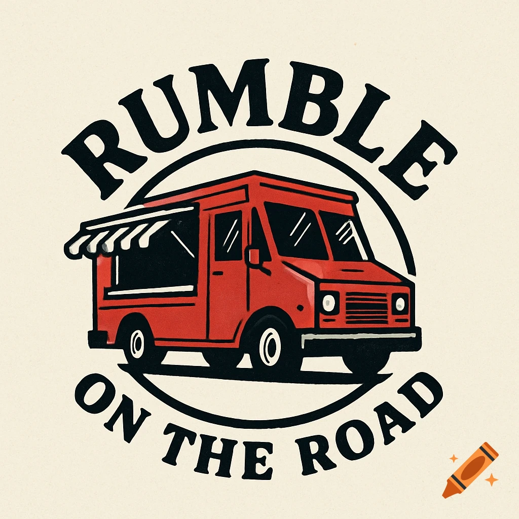 Logo with a red food truck and text 'Rumble On The Road'
