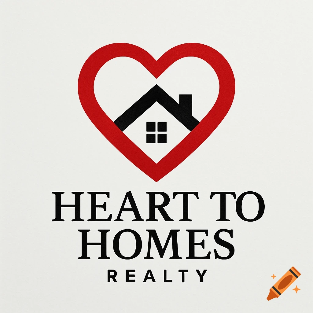 Logo for Heart to Homes Realty featuring a house inside a red heart.