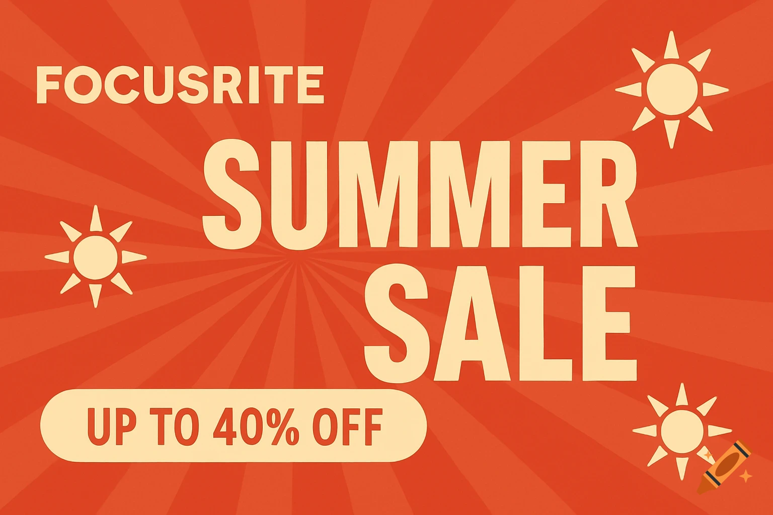 Focusrite Summer Sale banner with UP TO 40% OFF text.