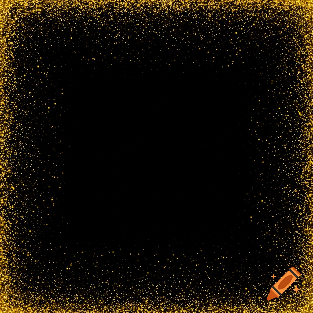 Gold sparkle border on black background