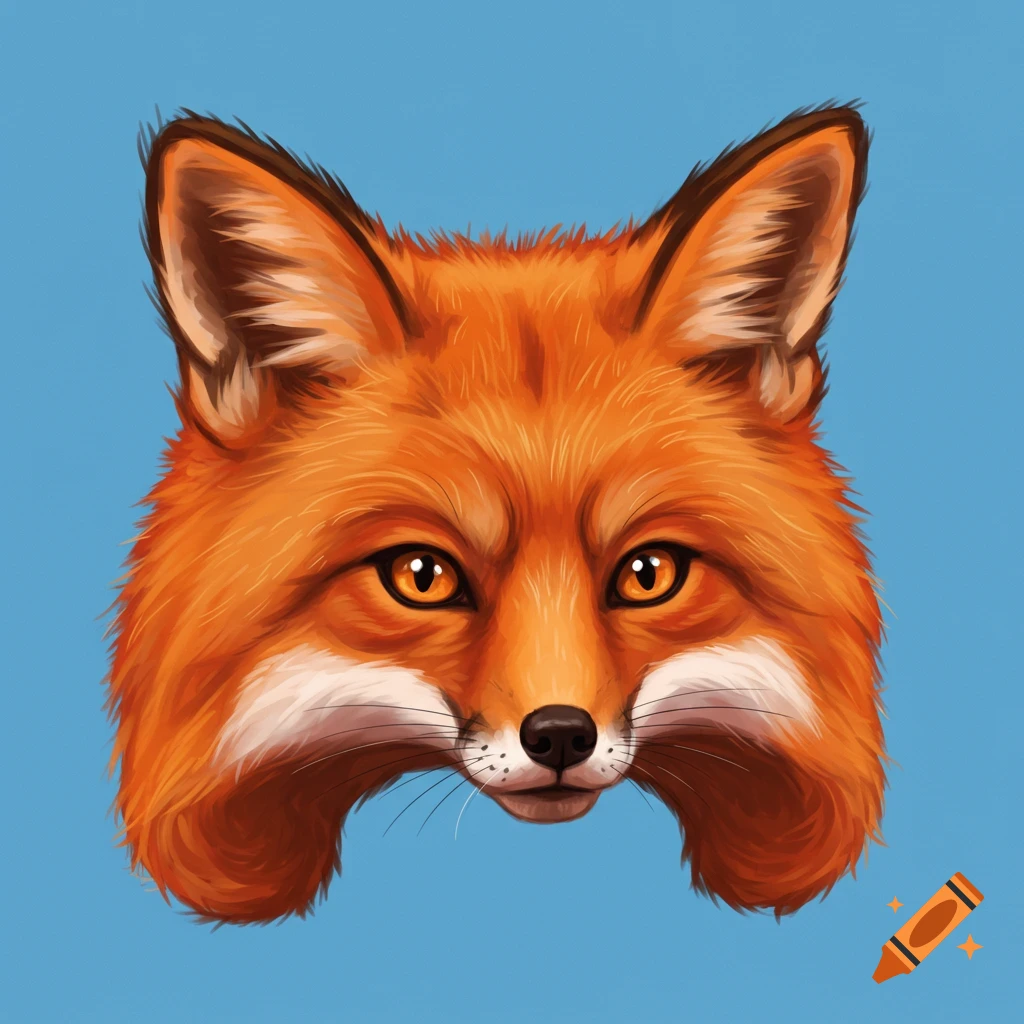 Illustration of a fox's head styled as a hat on a blue background.