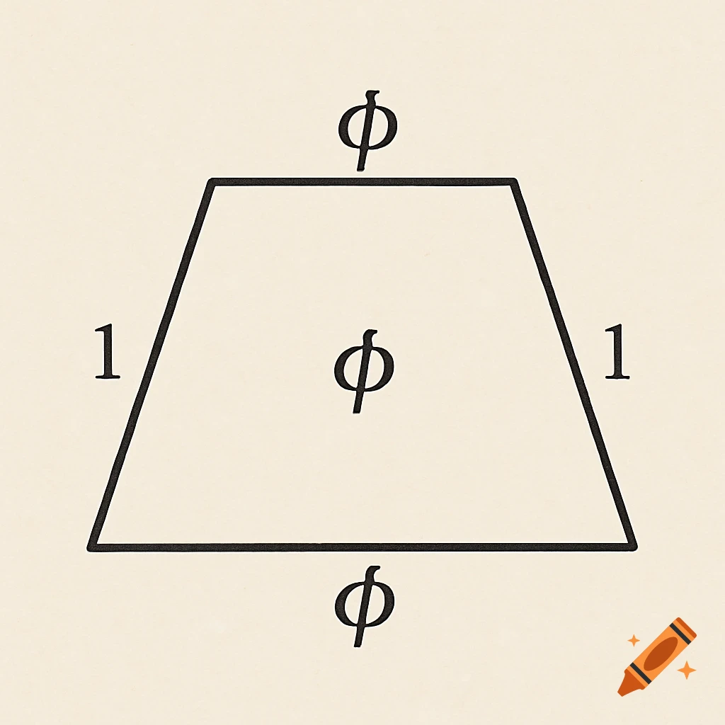A diagram of a trapezoid labeled with the number 1 on the sides and the symbol phi on the top and bottom.