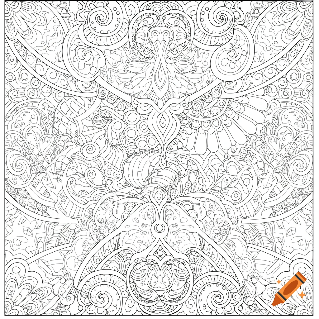 Detailed black and white line pattern for coloring.