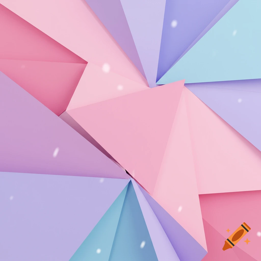 Pastel colored abstract geometric background with origami shapes.