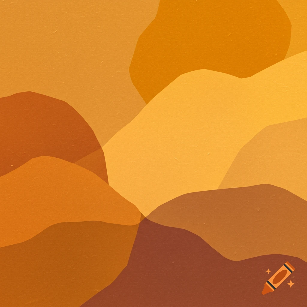 Abstract overlapping shapes in shades of orange and brown.