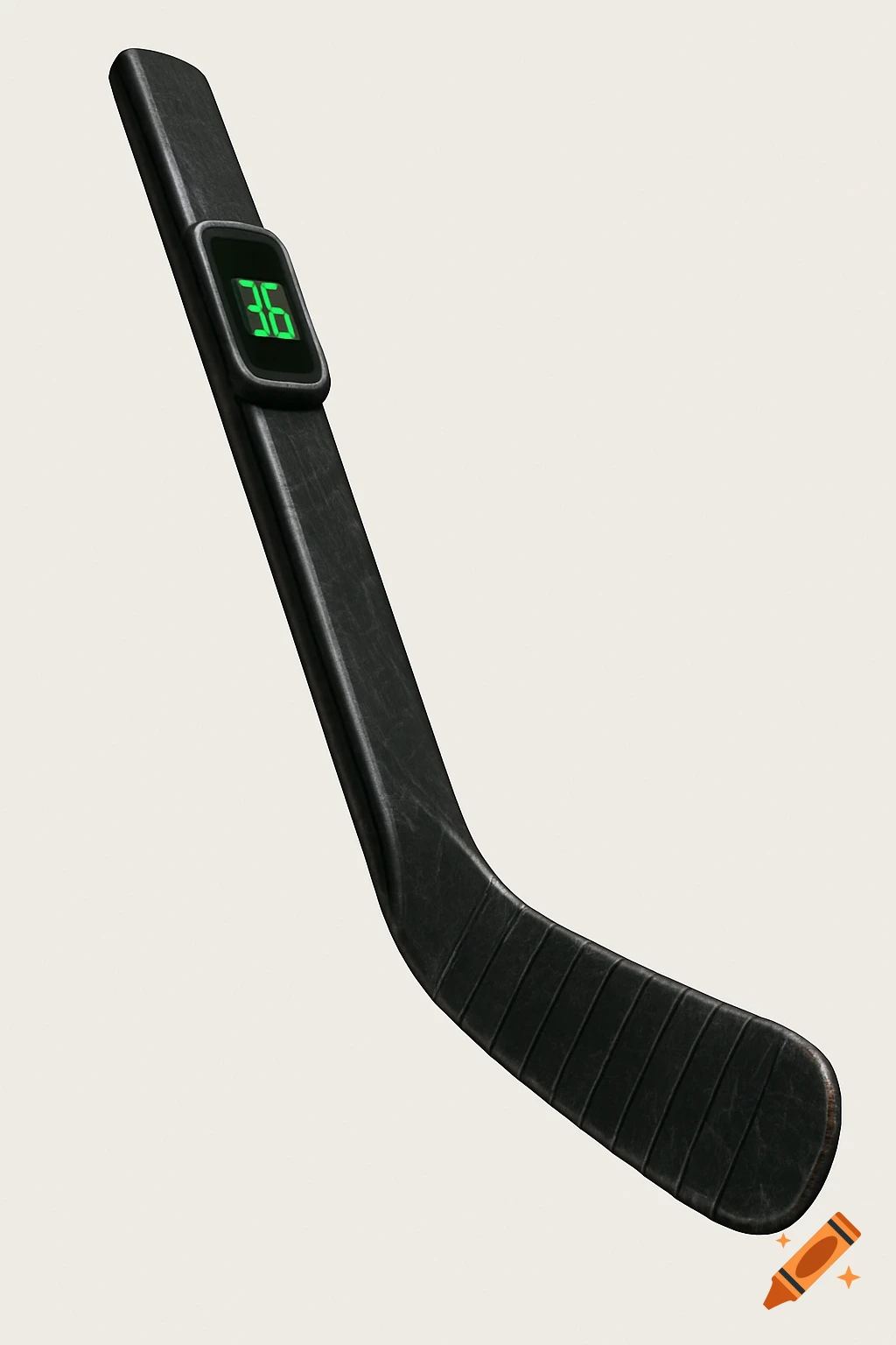 Realistic hockey stick with a digital display showing 36