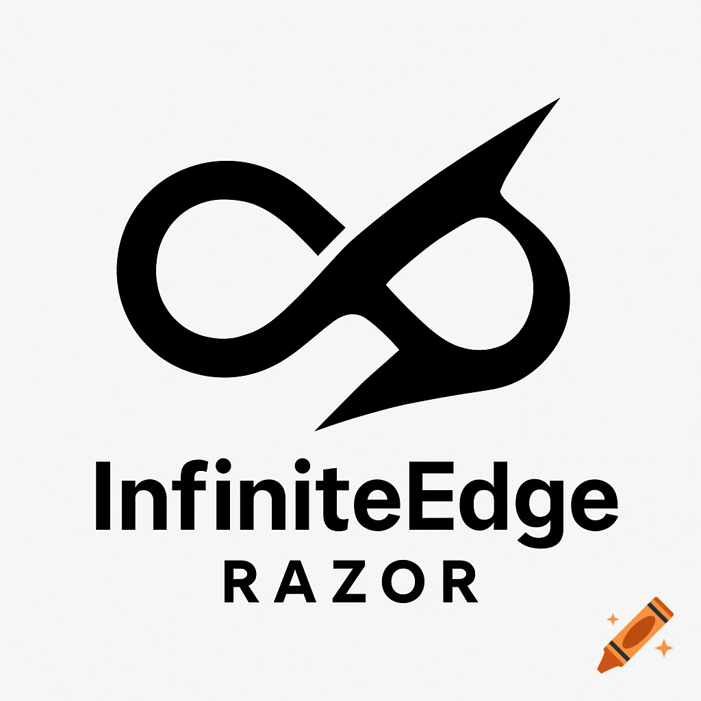 Black and white logo with stylized infinity symbol and text 'InfiniteEdge RAZOR'