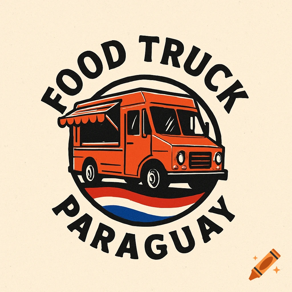 Logo illustration featuring an orange food truck, text 'Food Truck Paraguay', and the colors of the Paraguayan flag.