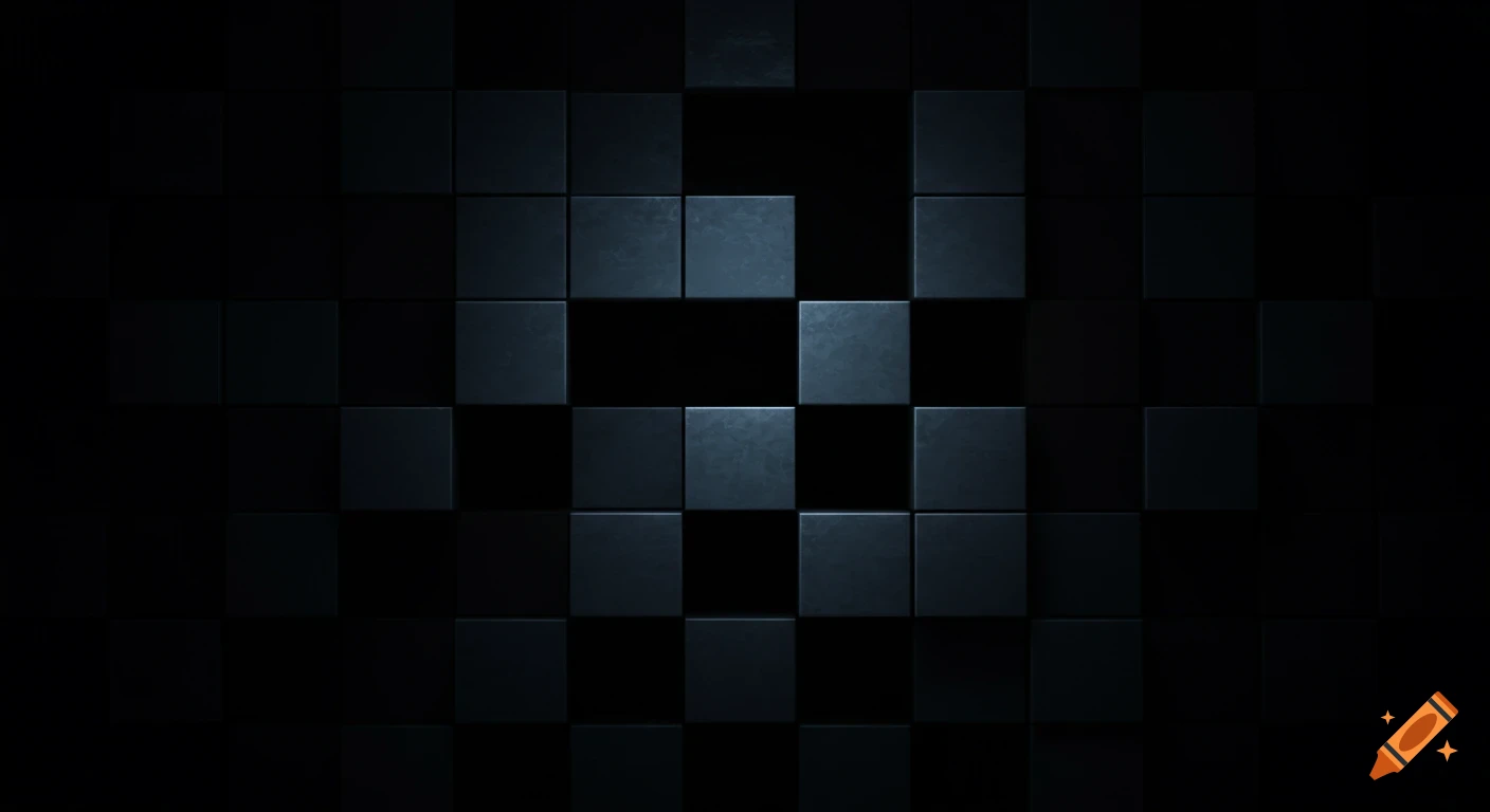 Dark abstract background of textured squares resembling a Minesweeper grid with centered light.