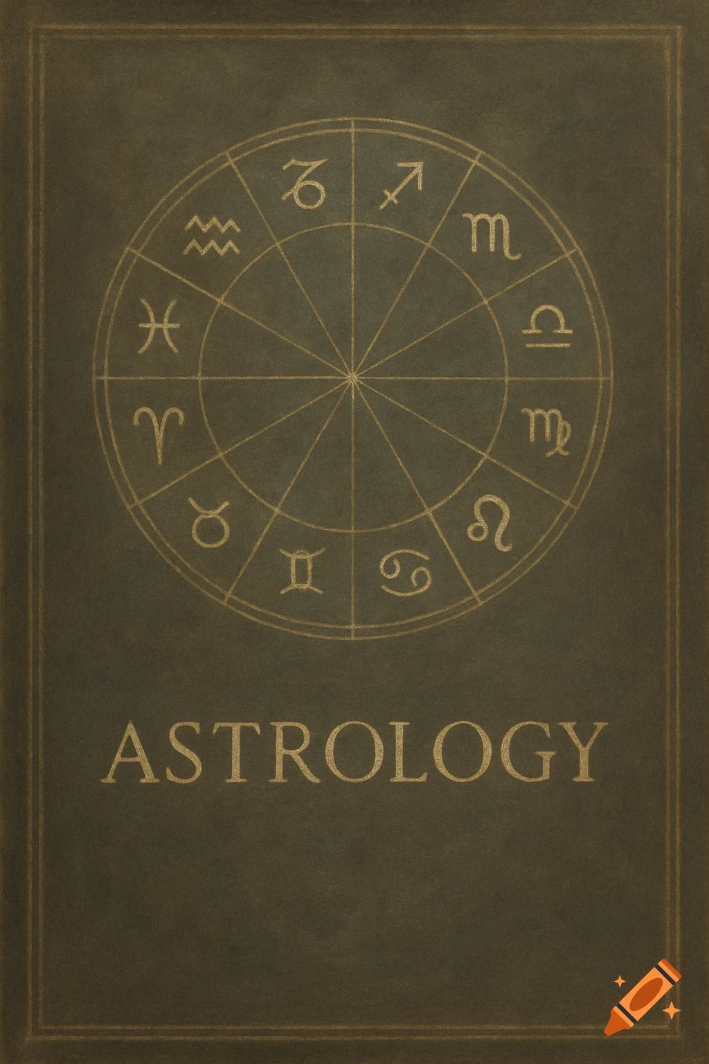 An old book cover with a zodiac wheel and the word 'ASTROLOGY'.